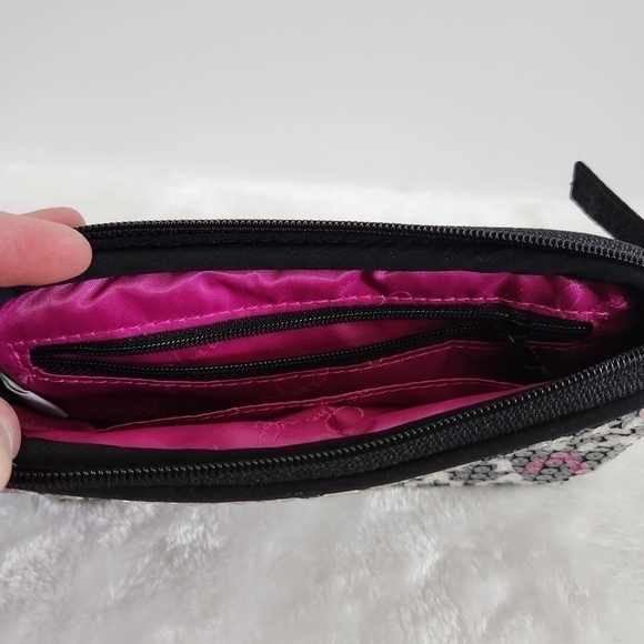 VERA Bradley Shimmer Canterberry Magenta Black White Wallet Wristlet Handbag